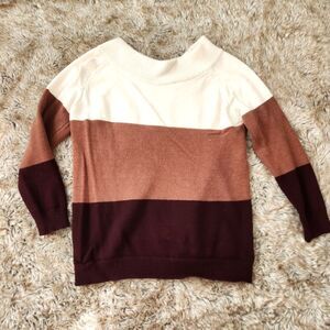 Just Sparkling Colorblocked Off the Shoulder Sweater Maroon Size Small